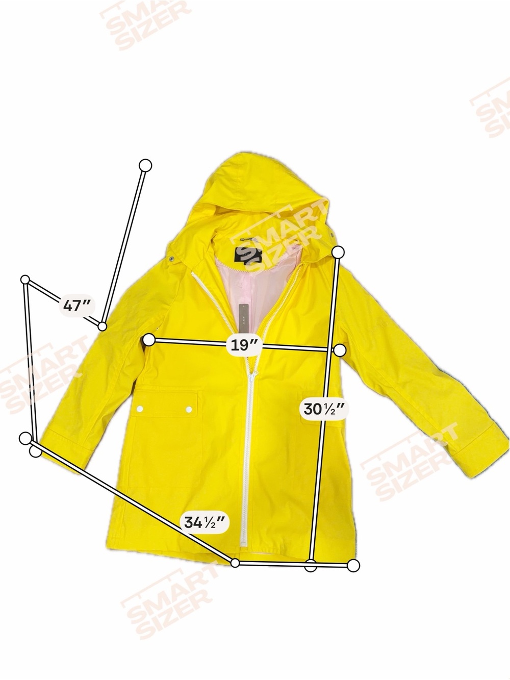 J. Crew Bright Yellow Rubberized Rain Jacket with Soft Pink Lining - Picture 9 of 10